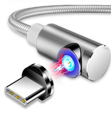 INIU USB 2.0 - Câble de charge magnétique iPhone Lightning 2 mètres Câble de données de chargeur en nylon tressé Data Silver