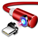 INIU USB 2.0 - Câble de charge magnétique iPhone Lightning 2 mètres Câble de données de chargeur en nylon tressé Data Red