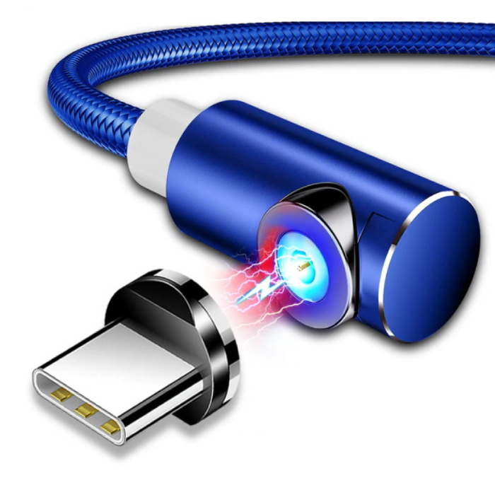 USB 2.0 - iPhone Lightning Cable de carga magnético 2 metros Cargador de nylon trenzado Cable de datos Datos azul