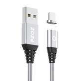 PZOZ USB 2.0 - Micro-USB Magnetische Oplaadkabel 2 Meter Gevlochten Nylon Oplader Data Kabel Data Android  Zilver