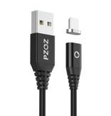 PZOZ USB 2.0 - Câble de charge magnétique USB-C 2 mètres Câble de données de chargeur en nylon tressé Données Android Noir