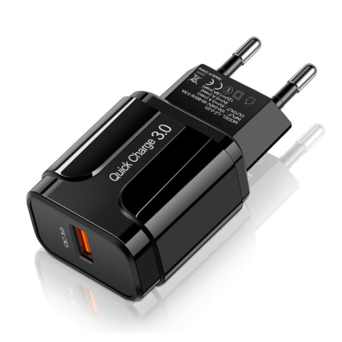 Qualcomm Quick Charge 3.0 USB-Wandladegerät Wallcharger AC Home Ladegerät Plug Charger Adapter - Schwarz