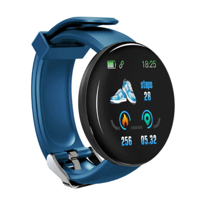 Oryginalny Smartwatch D18 Zakrzywiony smartfon HD Sport Fitness Sport Activity Tracker Zegarek iOS Android iPhone Samsung Huawei Niebieski