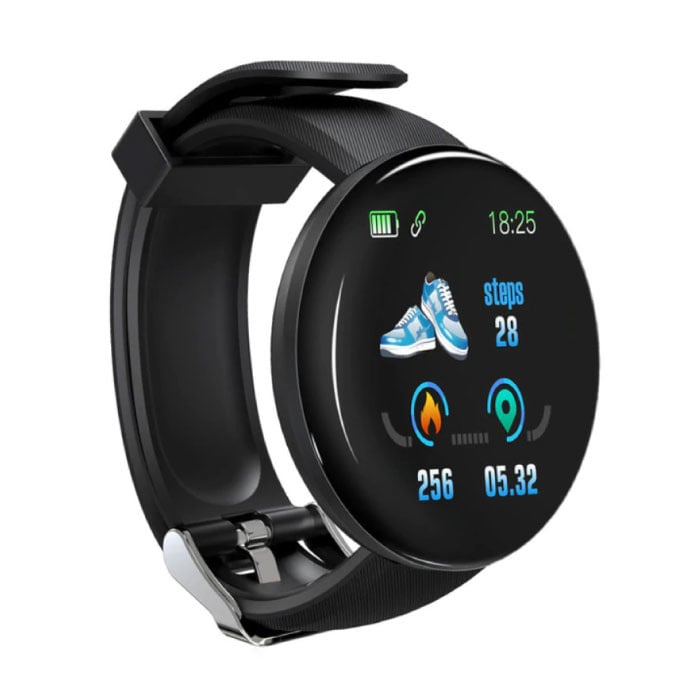 Original D18 Smartwatch Curved HD Smartphone Fitness Sport Activity Tracker Watch iOS Android iPhone Samsung Huawei Black