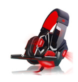 EastVita Casque de jeu PC780 Casque d'écoute sur l'oreille avec microphone rouge