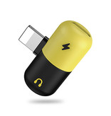 ! ACCEZZ Cargador iPhone Lightning + Adaptador divisor de audio para auriculares Amarillo