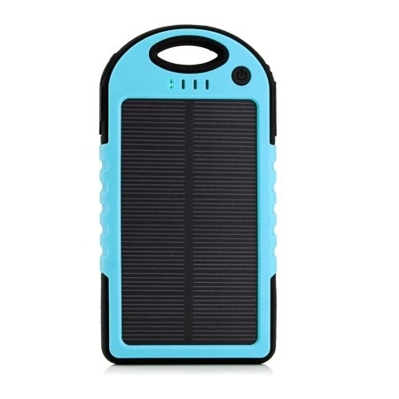 Externe 5000mAh Solar Charger Powerbank Zonnepaneel Noodaccu Batterij Oplader Zon Blauw