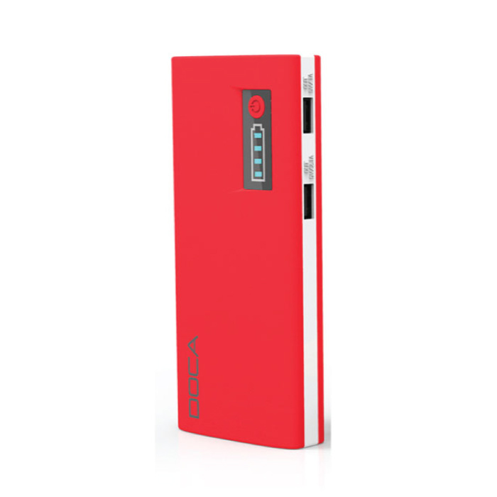 Original DOCA D566A 13000mAh Power Bank Batería de emergencia Cargador de batería Rojo