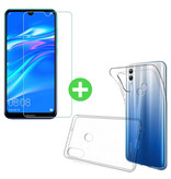 Stuff Certified® Huawei Y7 2019 Funda TPU Transparente + Protector de Pantalla Vidrio Templado