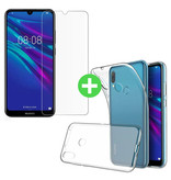 Stuff Certified® Huawei Y6 2019 Funda TPU Transparente + Protector de Pantalla Vidrio Templado