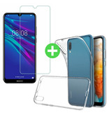 Stuff Certified® Huawei Y5 2019 Funda TPU Transparente + Protector de Pantalla Vidrio Templado