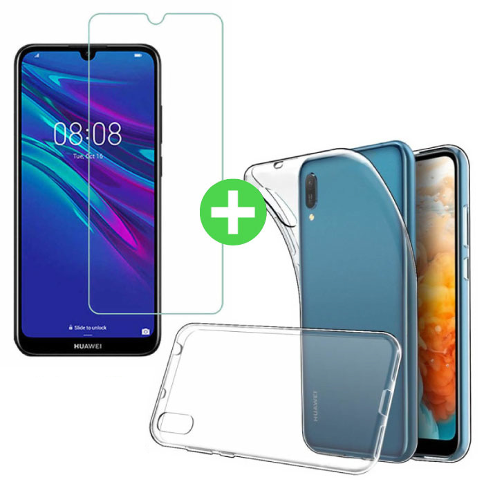 Huawei Y5 2019 Transparent TPU Case + Screen Protector Tempered Glass