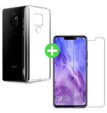 Stuff Certified® Funda de TPU transparente para Huawei Mate 20 X + Protector de pantalla Vidrio templado