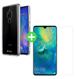 Stuff Certified® Funda TPU Transparente Huawei Mate 20 + Protector de Pantalla Vidrio Templado