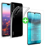 Stuff Certified® Coque en TPU transparente Huawei P30 Lite + Protecteur d'écran en verre trempé