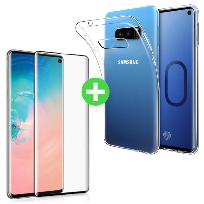 Custodia in TPU trasparente per Samsung Galaxy S10e + protezione per lo schermo in vetro temperato