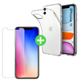 Stuff Certified® Coque en TPU transparente pour iPhone 11 + Protecteur d'écran en verre trempé