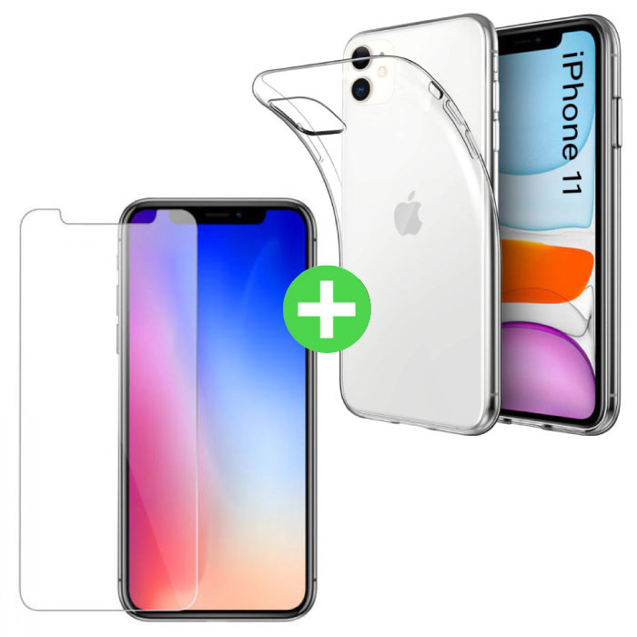 Funda TPU Transparente para iPhone 11 + Protector de Pantalla Vidrio Templado