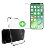 Stuff Certified® Coque en TPU transparente pour iPhone X + Protecteur d'écran en verre trempé