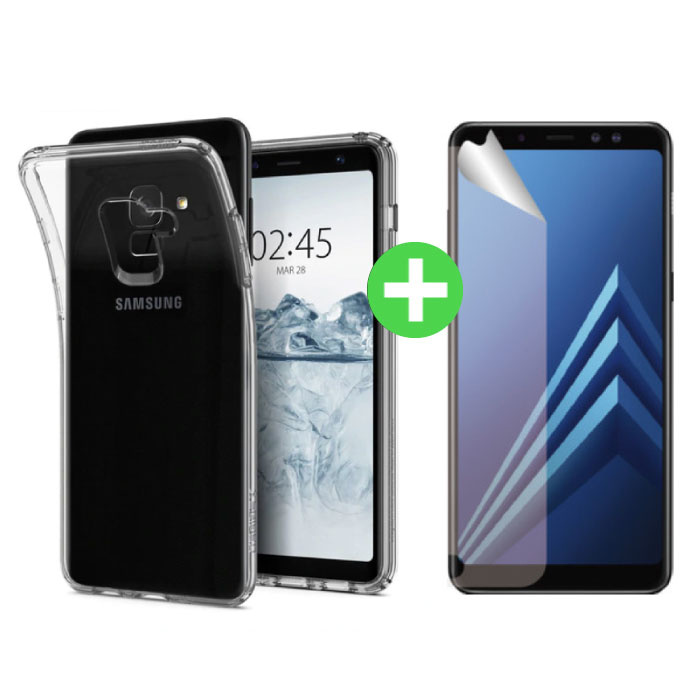 Custodia in TPU trasparente per Samsung Galaxy A8 2018 + pellicola proteggi schermo