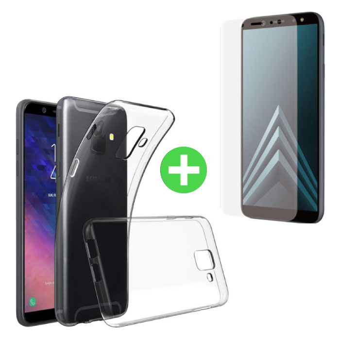 Funda de TPU transparente para Samsung Galaxy A6 2018 + lámina protectora de pantalla