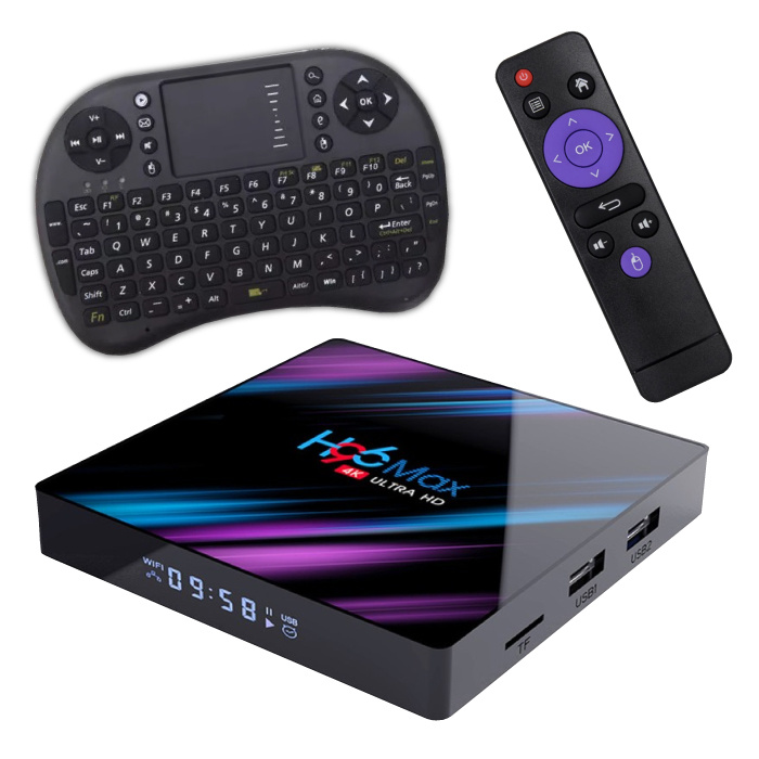 H96 Max 4K TV Box Media Player Android Kodi - 4 GB di RAM - 32 GB di spazio di archiviazione + Tastiera wireless