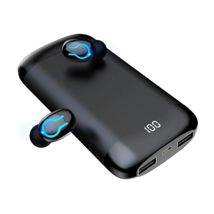 Q66 TWS Auriculares inalámbricos con control táctil inteligente Bluetooth 5.0 Auriculares inalámbricos en la oreja Auriculares 6000mAh Powerbank Negro