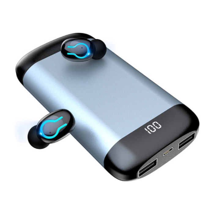 Q66 TWS Bezprzewodowe inteligentne sterowanie dotykowe Słuchawki Bluetooth 5.0 Douszne przyciski bezprzewodowe Słuchawki douszne 6000 mAh Power Bank Szary