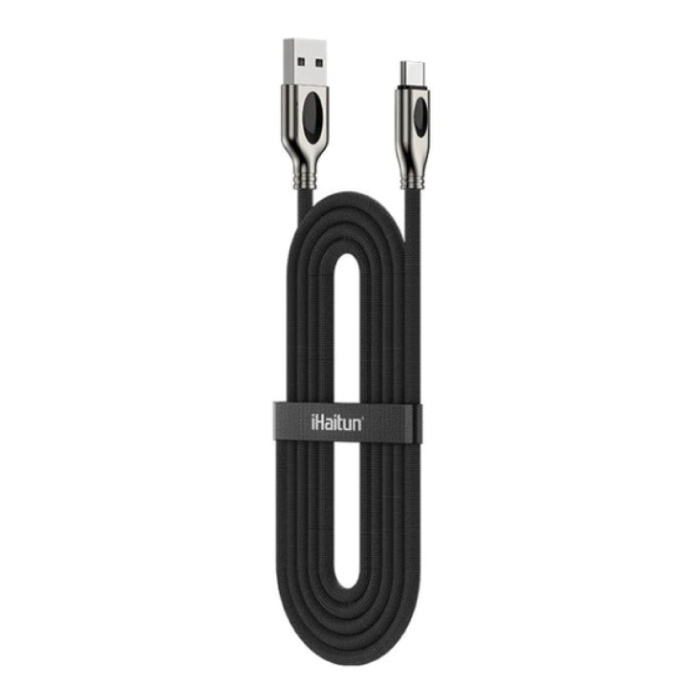 Cable de carga USB-C 1.8 metros Carga rápida 4.0 Cable de datos del cargador de nylon trenzado Android Negro