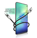 iHaitun USB-C Oplaadkabel 1.8 Meter Quick Charge 4.0 Gevlochten Nylon Oplader Data Kabel Android  Zwart