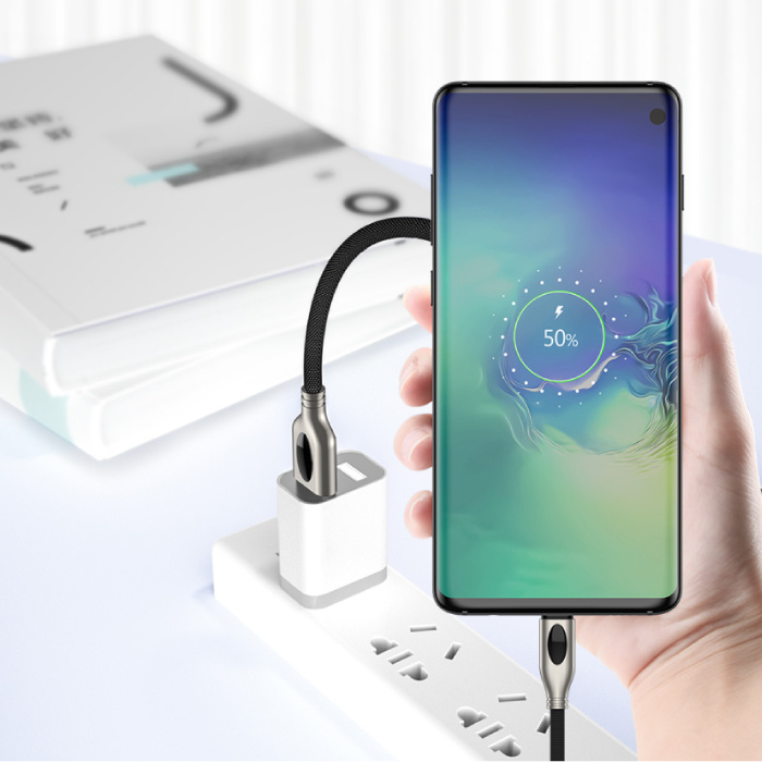 iHaitun USB-C Oplaadkabel 1.8 Meter Quick Charge 4.0 Gevlochten Nylon Oplader Data Kabel Android  Zwart