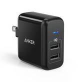 ANKER Elite Dual Port Muur Oplader Wallcharger AC Thuislader Stekkerlader Adapter Zwart