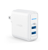 ANKER Cargador de pared de doble puerto Elite Cargador de pared Cargador doméstico de CA Adaptador de cargador de enchufe Blanco