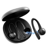 Caletop Deportes TWS Auriculares inalámbricos con control táctil inteligente Bluetooth 5.0 Auriculares inalámbricos en la oreja Auriculares 400mAh Negro