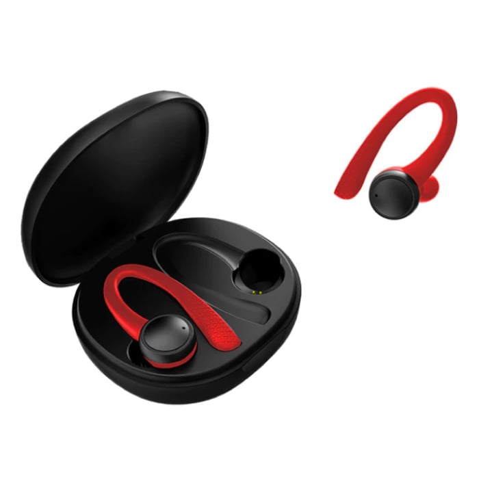 Sport TWS Auriculares inalámbricos con control táctil inteligente Bluetooth 5.0 Auriculares inalámbricos en la oreja Auriculares Auriculares 400mAh Auricular rojo