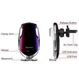 Stuff Certified® Bezprzewodowa ładowarka samochodowa Qi 10 W Uniwersalna bezprzewodowa ładowarka samochodowa 9 V - 1,67 A Srebrna