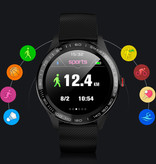 Lokmat Sport Smartwatch Fitness Sport Aktivität Tracker Smartphone Uhr iOS Android IP68 iPhone Samsung Huawei Schwarzes Leder