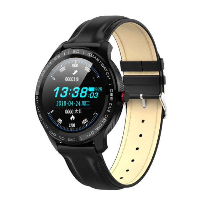 Sports Smartwatch Fitness Sport Activity Tracker Reloj inteligente iOS Android IP68 iPhone Samsung Huawei Negro Cuero