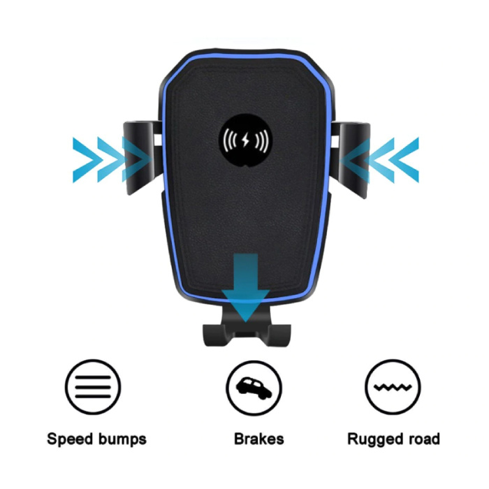 Stuff Certified® 10W Qi Wireless Car Charger With Arm Holder Charger Universal 9V - 1A Wireless Car Charging Pad Black