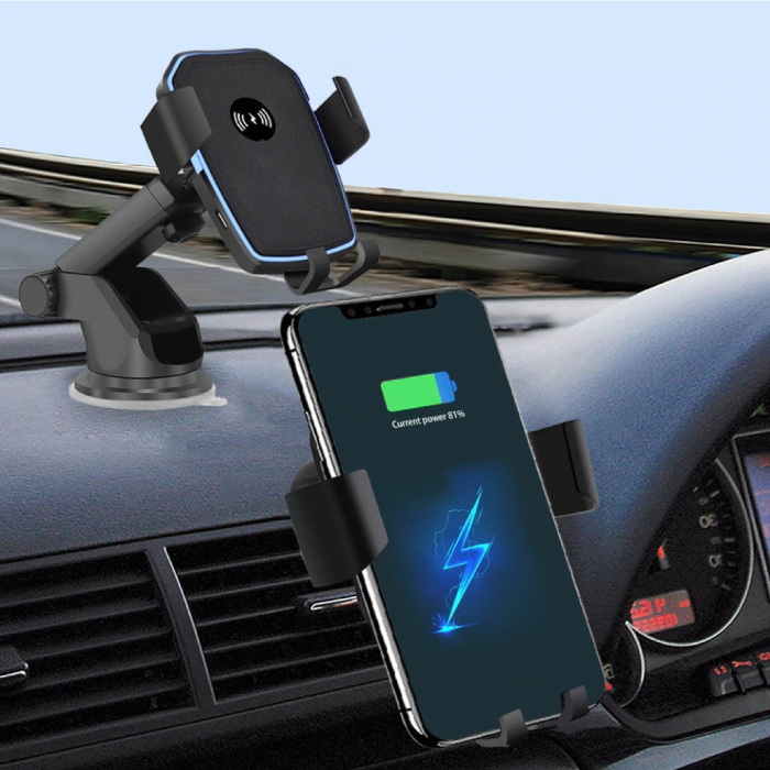 Stuff Certified® 10W Qi Wireless Car Charger With Arm Holder Charger Universal 9V - 1A Wireless Car Charging Pad Black