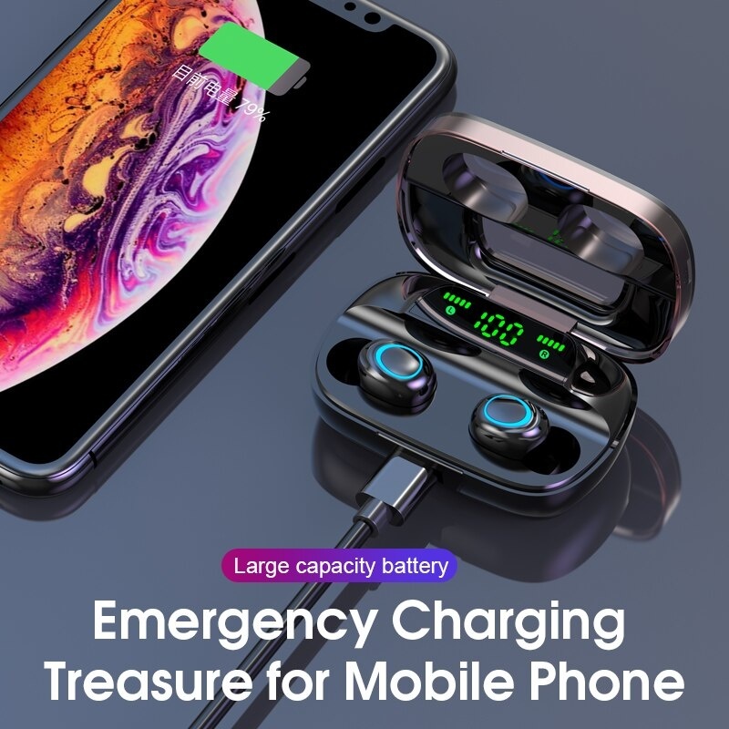 Stuff Certified® S11 Blitz Buds TWS Écouteurs à commande tactile intelligente sans fil Bluetooth 5.0 Écouteurs intra-auriculaires sans fil Écouteurs Écouteurs 3500mAh Powerbank Noir