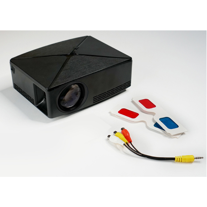 AUN Projektor LED C80 - Mini Beamer Home Media Player Czarny