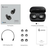 Edifier TWS1 Bezprzewodowe słuchawki Smart Touch Control Słuchawki douszne Bluetooth 5.0 Bezprzewodowe słuchawki Słuchawki douszne Słuchawki 500 mAh Czarny