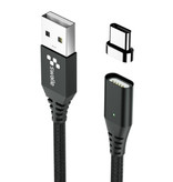 Swalle USB 2.0 - Cable de carga magnética USB-C 1 metro Cargador de nylon trenzado Cable de datos Datos Android Negro