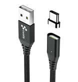 Swalle USB 2.0 - Magnetyczny kabel ładujący USB-C 1 metrowy pleciony nylonowy kabel do ładowania danych Android Czarny