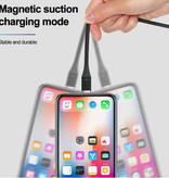 Swalle USB 2.0 - iPhone Lightning Magnetyczny kabel do ładowania 1 metrowy pleciony nylonowy kabel do ładowania danych Android Czarny
