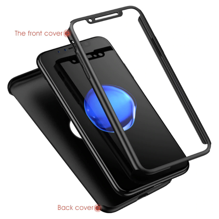 Stuff Certified® Coque iPhone 8 Plus Full Body 360 ° Full Cover + Protecteur d'écran Noir