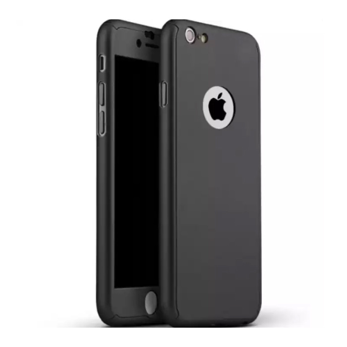 iPhone 8 Full Body 360 ° Full Cover Case + Protector de pantalla Negro