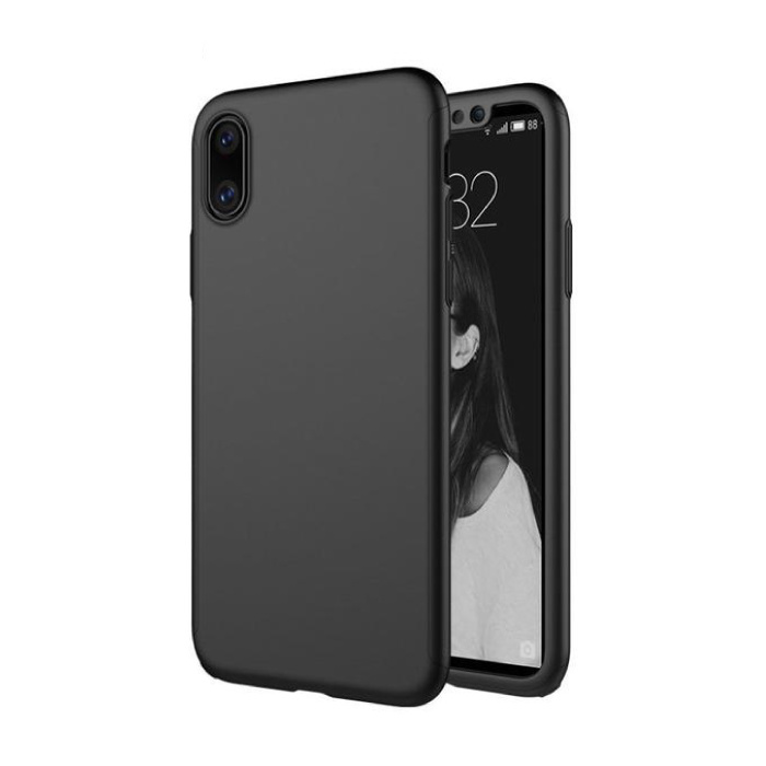 iPhone X Full Body 360 ° Full Cover Case + Protector de pantalla Negro