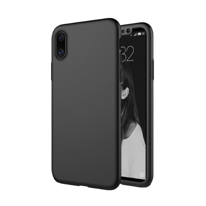 iPhone XS Full Body 360 ° Full Cover Case + Protector de pantalla Negro